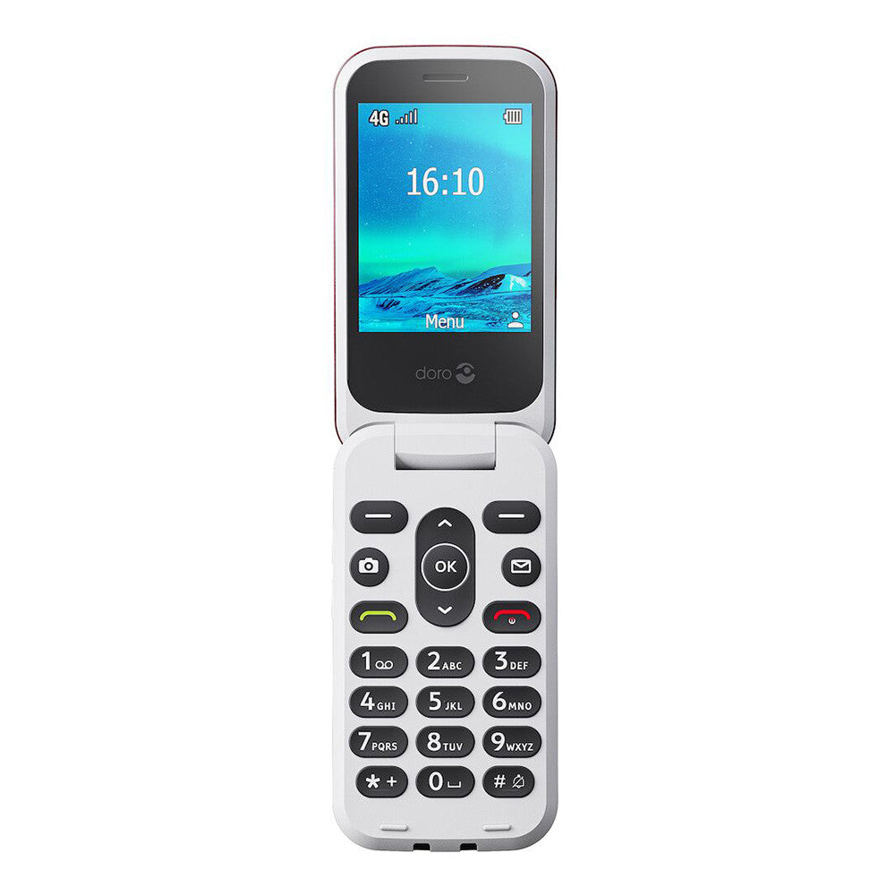Doro 2820 4G (Flip Phone with Charging Dock) Red/White