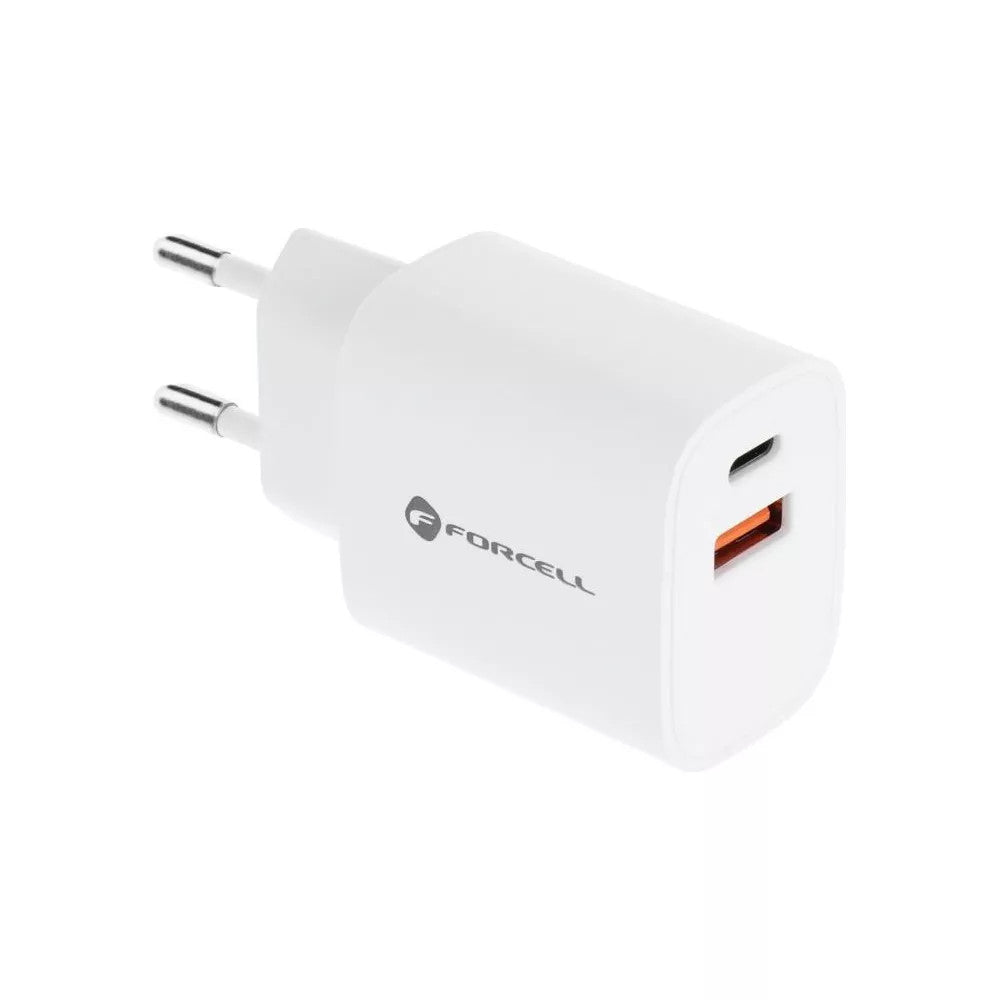 Forcell - Netzteil 2 Anschlüsse (USB-A und USB-C, 30W, Weiß) Originalverpackung