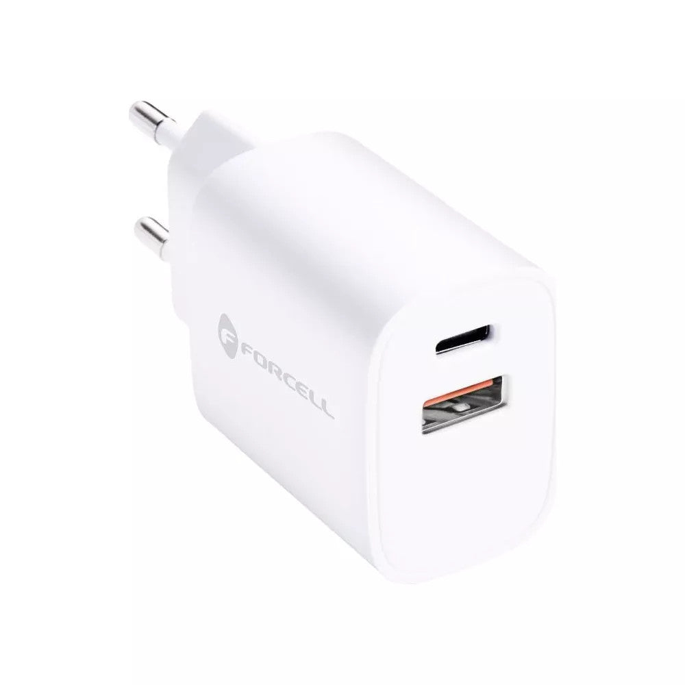 Forcell – 2-Port-Netzteil (Typ-A- und Typ-C-Anschluss, 30W, Weiß) Originalverpackung