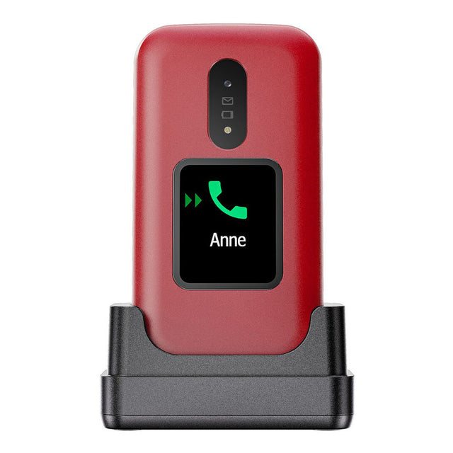 Doro 2880 4G (Flip phone with charging dock, dual display) Red / White