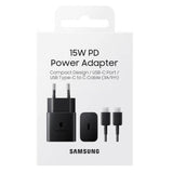 Samsung EP-T1510XBE - Complete netlader - 15W-adapter & USB Type-C-naar-Type-C-kabel - Zwart - Originele verpakking