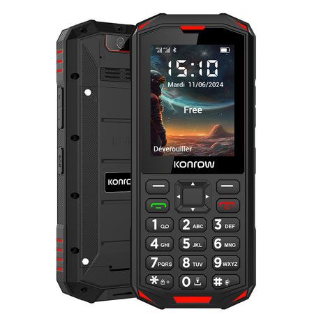 Konrow Stone Next (Telefono antiurto certificato IP68 - 2.4'' - Hotspot WiFi - 4G - Dual SIM) Nero