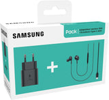 Samsung Starter Pack (Ladegerät 25W TA800N & Typ-C-Kopfhörer AKG IC100B - Schwarz (Originalverpackung)