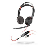 Poly Blackwire 5220 Wired Headset - (Stereo - USB-A - 3.5 mm Jack, Remote Control) Black