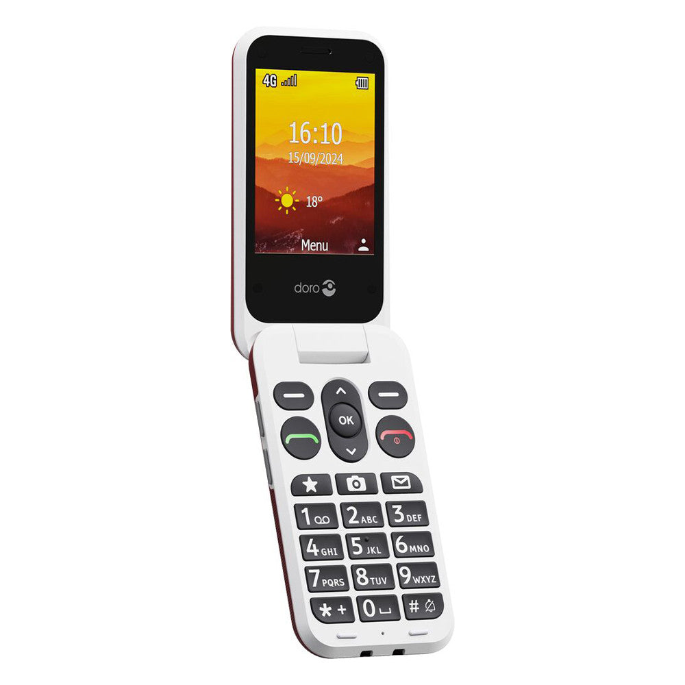 Doro Leva L30 (Flip phone - 4G - Charging cradle) Red / White