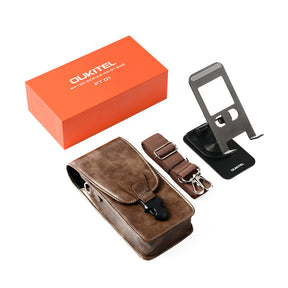 Hülle für Oukitel WP100 (Leder, mit Halterungen geliefert) Braun