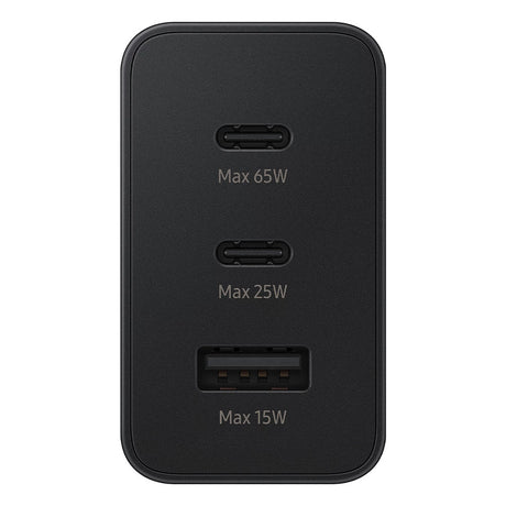 Samsung EP-T6530NBEGEU - Adattatore di rete triplo 2 x USB Type-C & 1 x USB-A (65W - Nero) Confezione originale